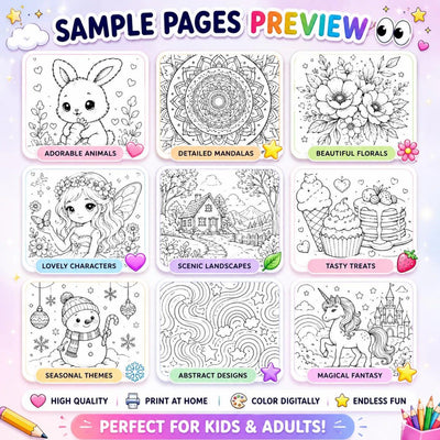 10,000+ Coloring Pages Mega Bundle PLR Kids & Adults, Gift | Digital Products Selling
