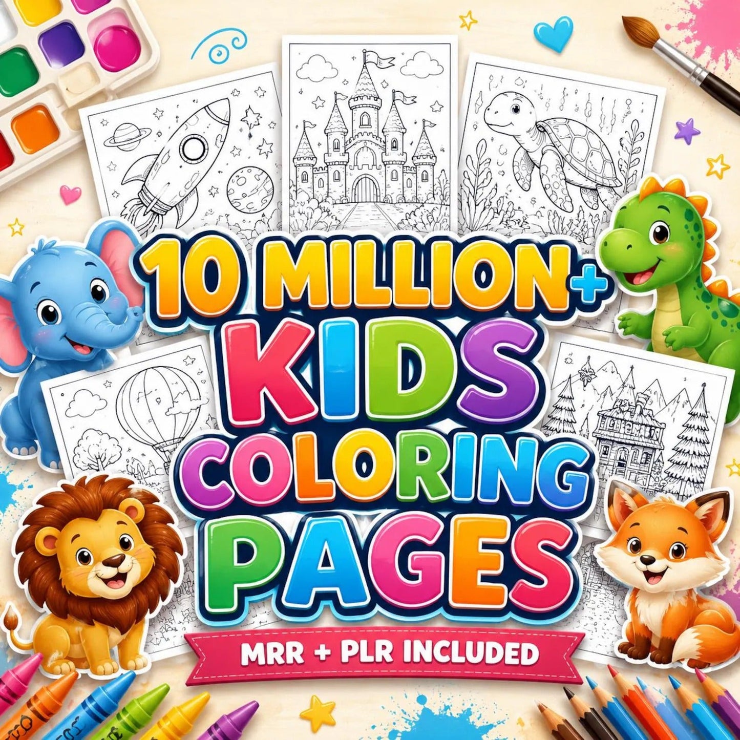 10,000+ Coloring Pages Mega Bundle PLR Kids & Adults, Gift | Digital Products Selling