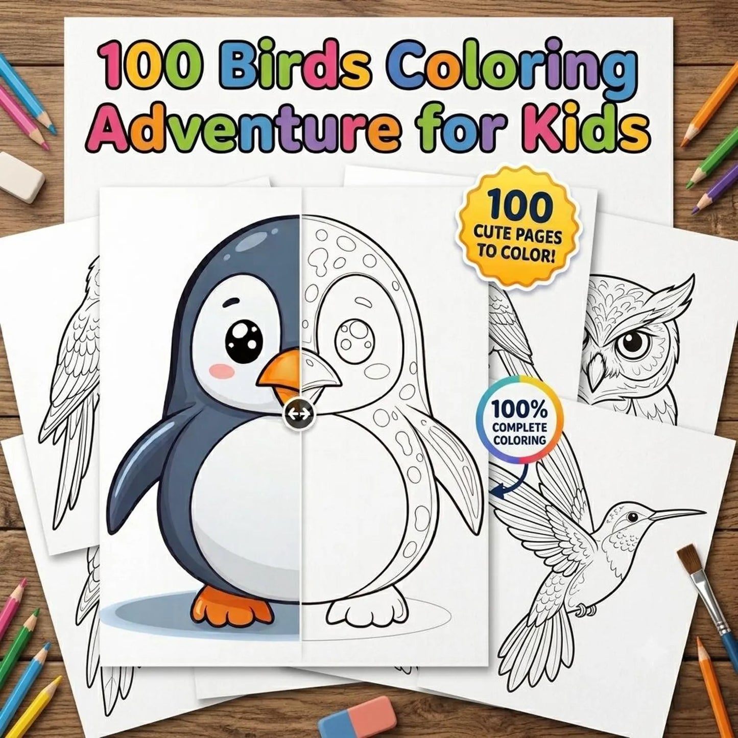 100 Bird Coloring Pages for Kids | Printable Bird Activity Book PDF for Creative Learning