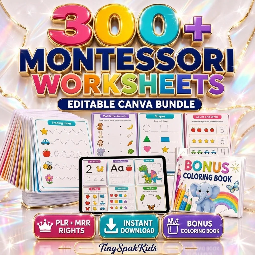 300+ Montessori Preschool Worksheets Bundle | Editable Canva Learning Activities
