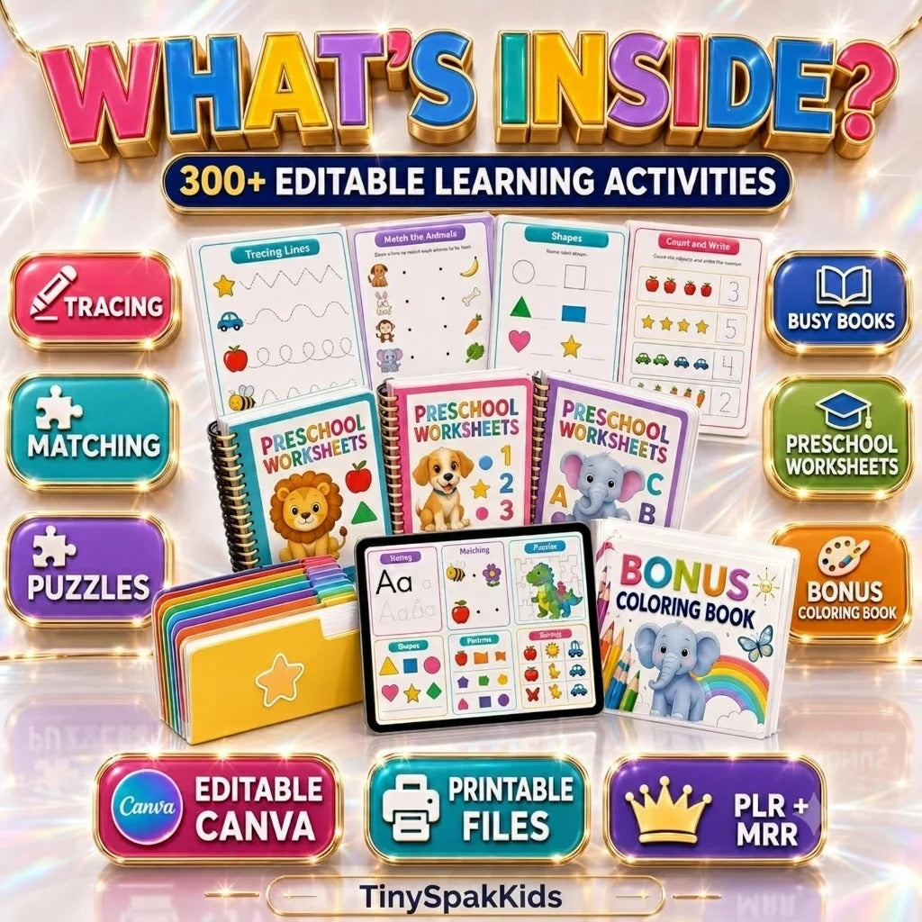 300+ Montessori Preschool Worksheets Bundle | Editable Canva Learning Activities