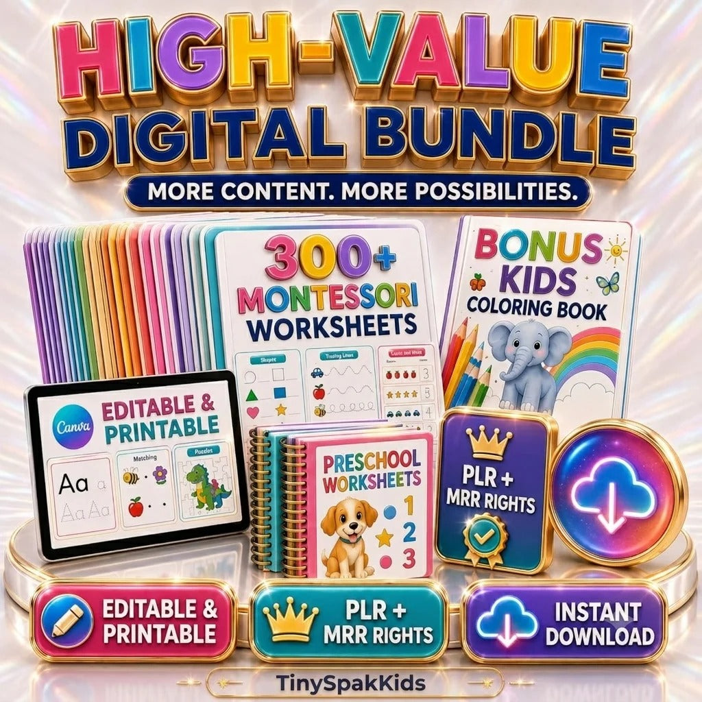 300+ Montessori Preschool Worksheets Bundle | Editable Canva Learning Activities