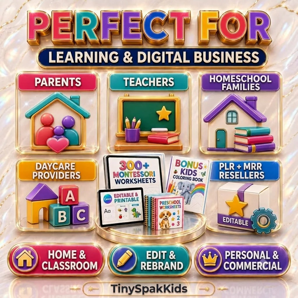 300+ Montessori Preschool Worksheets Bundle | Editable Canva Learning Activities
