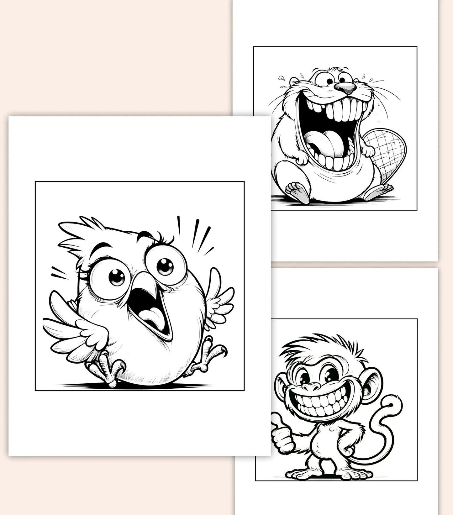 50 Funny Animal Coloring Pages | Cute Printable Coloring Book for Kids & Adults