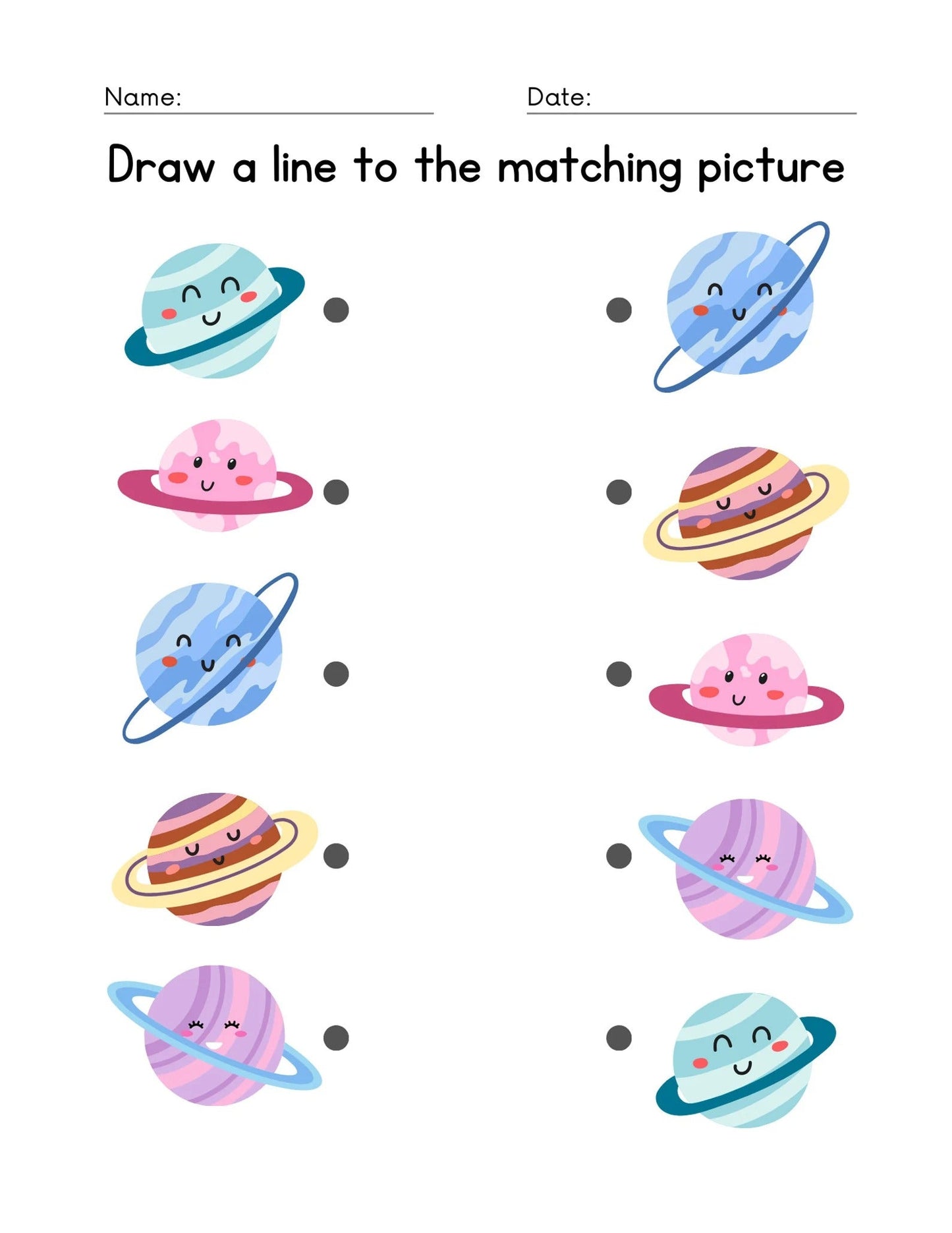 Printable Matching Worksheets – 50 Preschool & Kindergarten Match