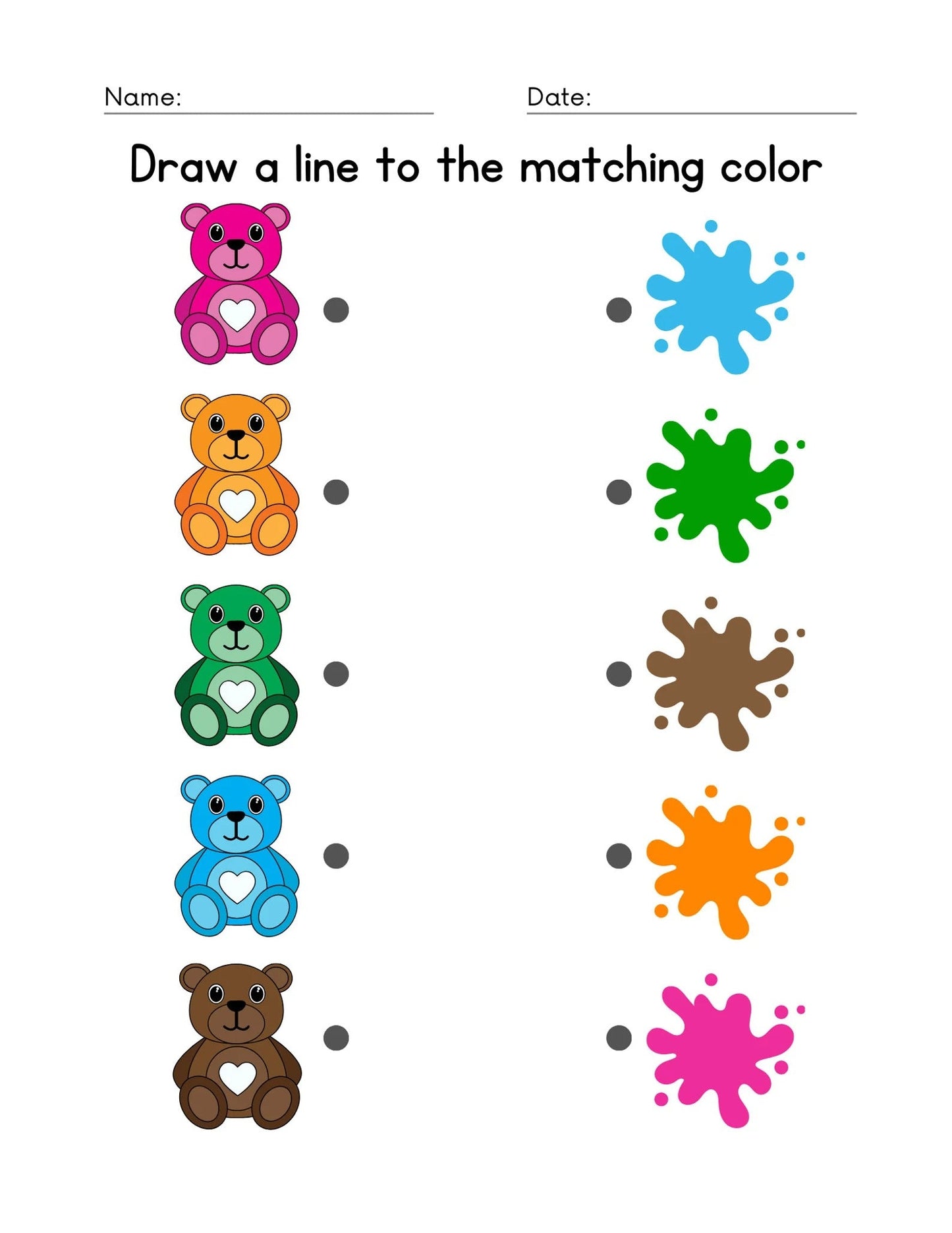 Printable Matching Worksheets – 50 Preschool & Kindergarten Match
