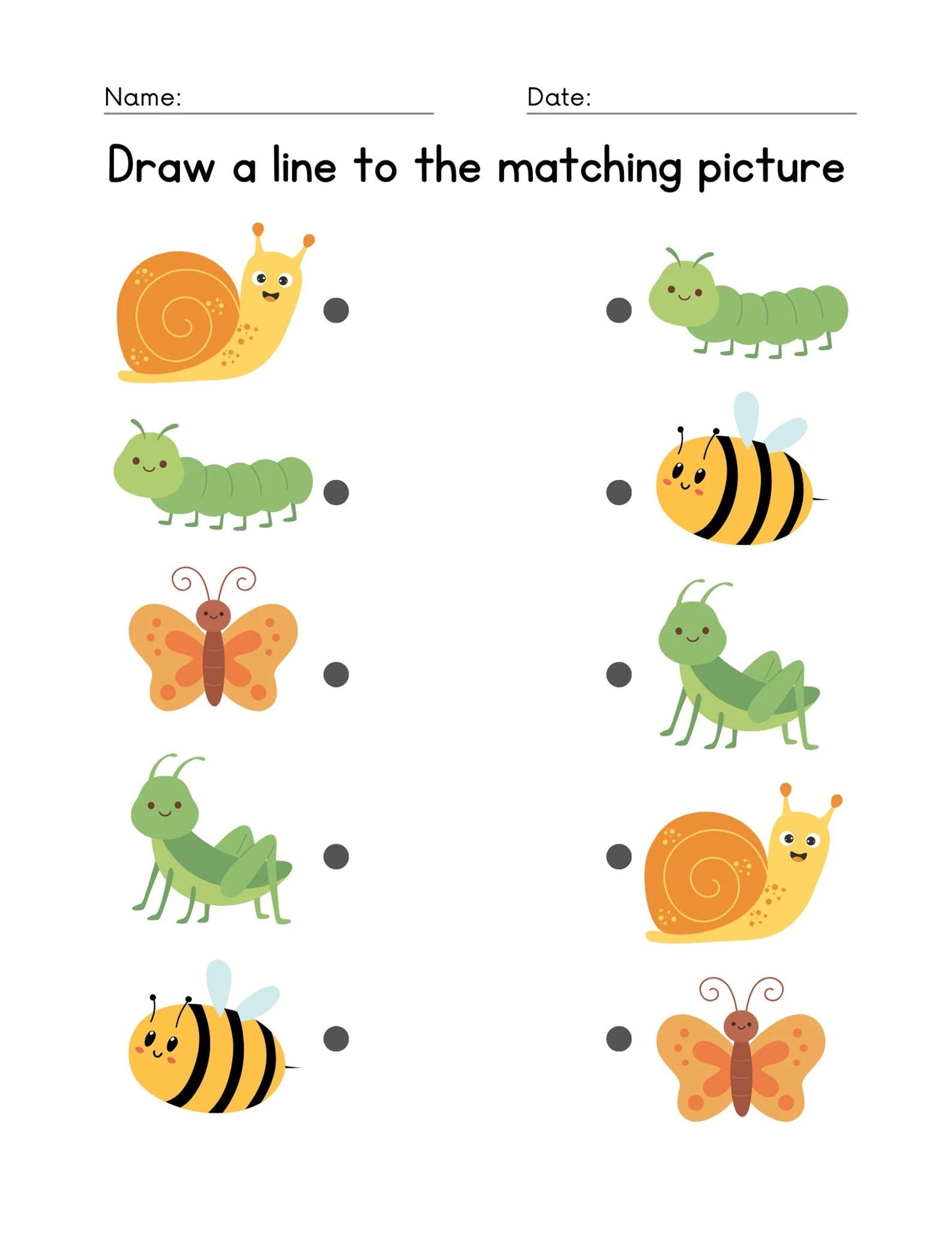 Printable Matching Worksheets – 50 Preschool & Kindergarten Match