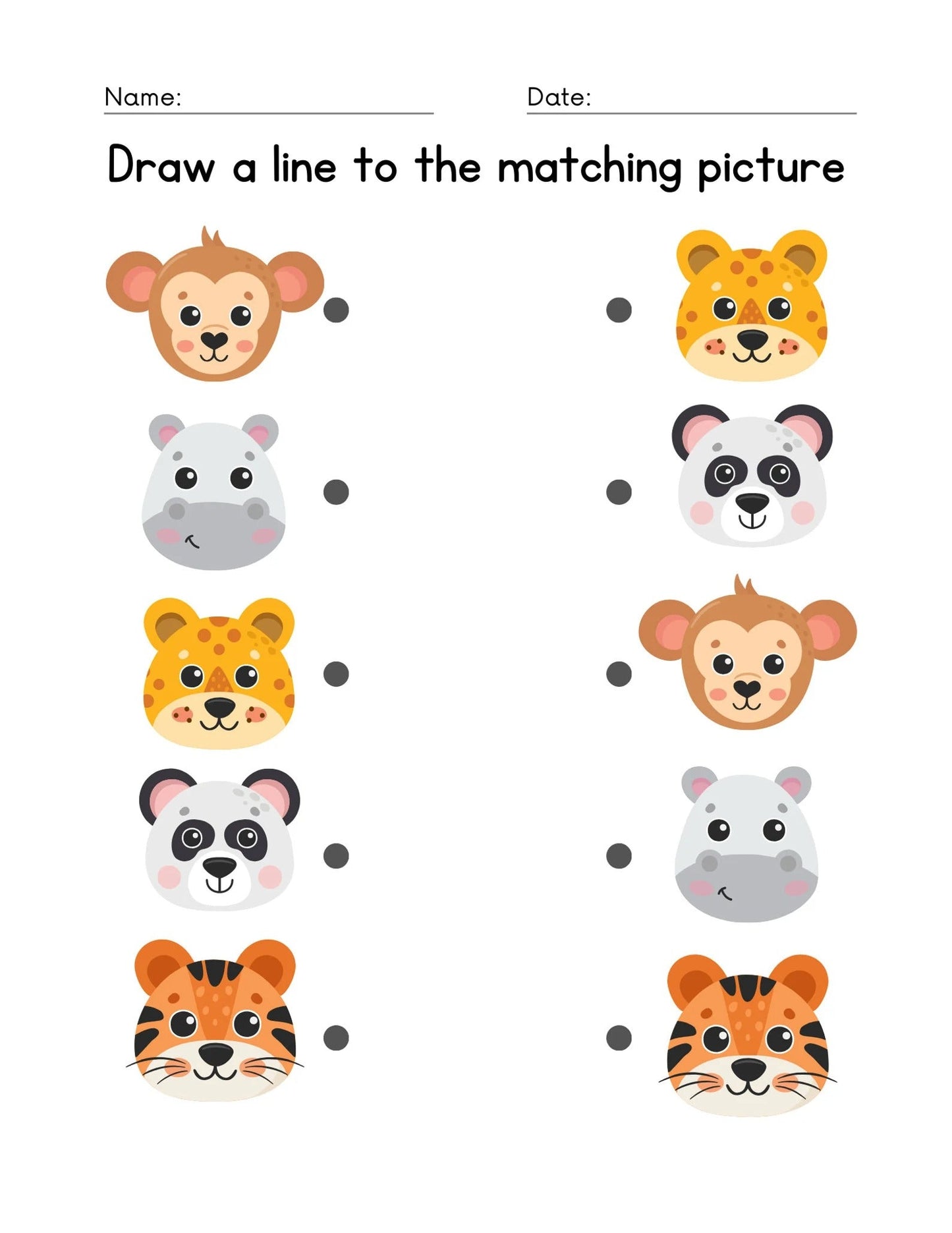 Printable Matching Worksheets – 50 Preschool & Kindergarten Match