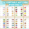 50 Printable Matching Worksheets for Preschool & Toddlers | Match the Picture, Color & Shapes | Kindergarten Learning Activity