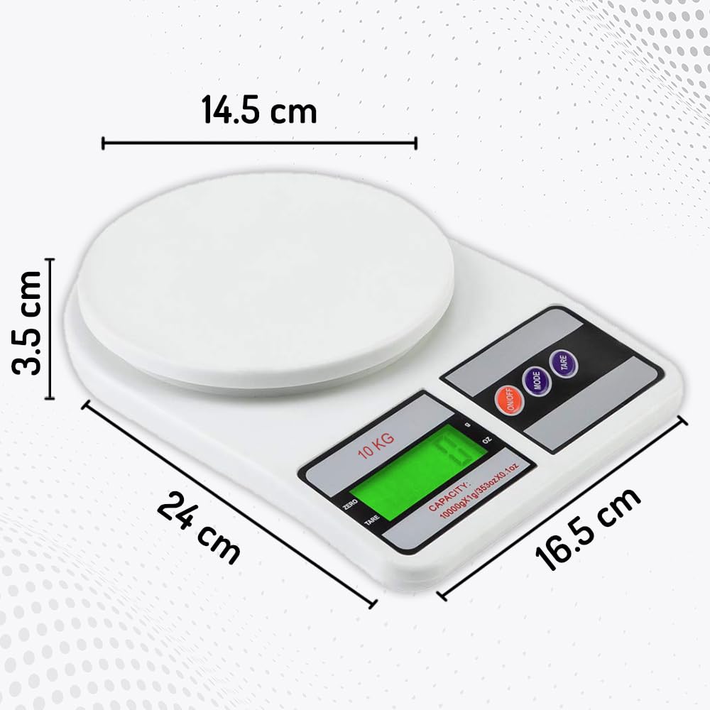 Digital Kitchen Weighing Scale, 10 kg Capacity | Electronic Food Weight Machine with LCD Display for Baking, Cooking, Meal Prep & Diet Tracking | SF-400/A121 | 6-Month Warranty | Colour May Vary