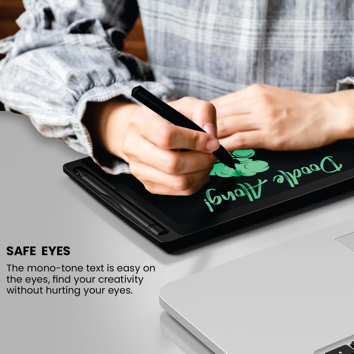 Portronics Ruffpad 8.5E Re-Writable LCD Writing Pad, 8.5-Inch Drawing & Handwriting Tablet for Kids and Adults, Portable Learning, Doodling & Playing Pad, Black