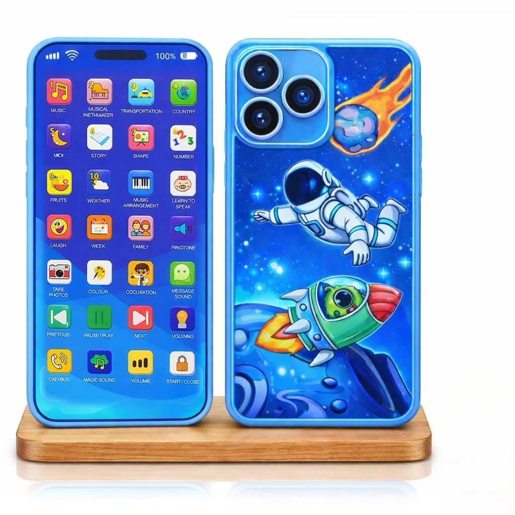 Kids Rechargeable Learning Phone Toy with 24 Educational Modes, Talking Dummy Mobile with Music, Games & Flash Cards, Interactive Mobile Phone Toy for Boys & Girls Ages 2–12