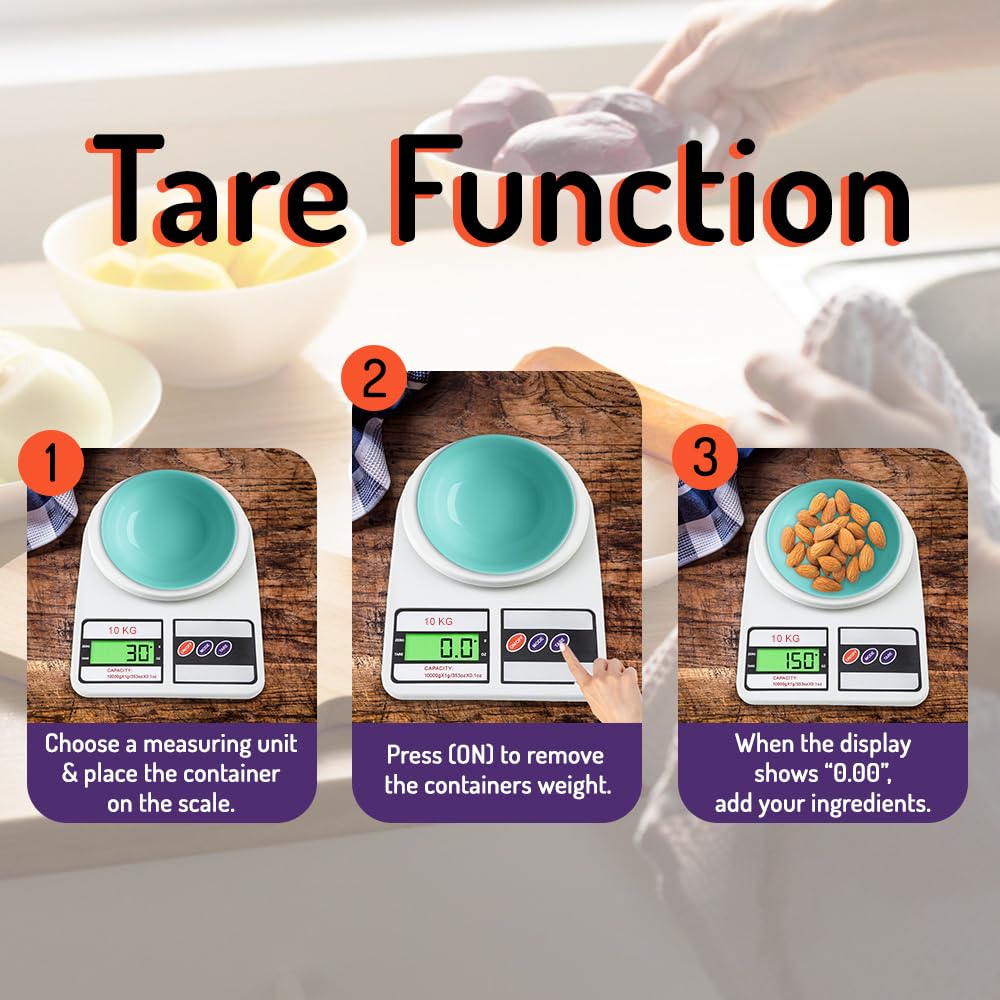 Digital Kitchen Weighing Scale, 10 kg Capacity | Electronic Food Weight Machine with LCD Display for Baking, Cooking, Meal Prep & Diet Tracking | SF-400/A121 | 6-Month Warranty | Colour May Vary