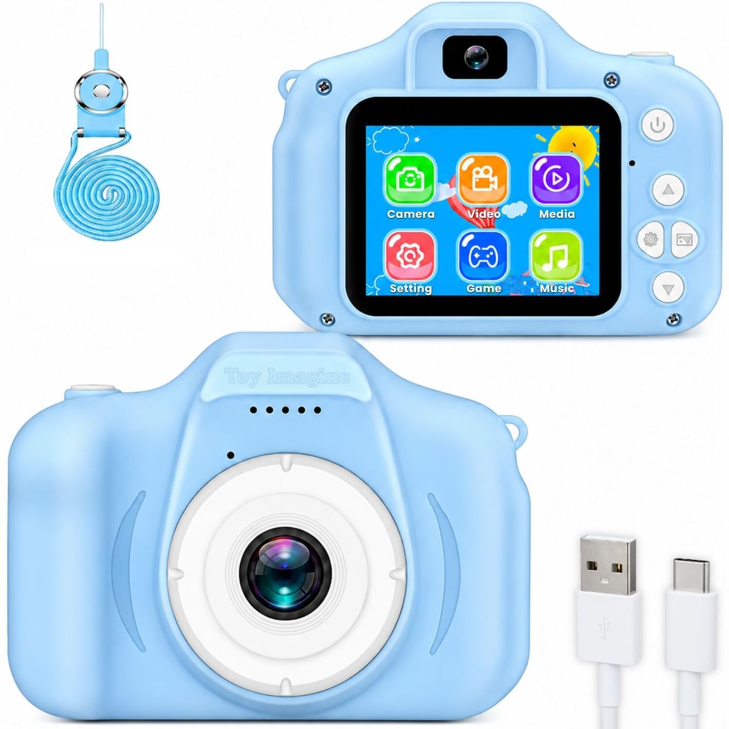 Kids Digital Camera Toy with 3.0MP Photos & 1080P Video | 2-Inch Screen, Up to 32GB Storage & USB Rechargeable | Games, Fun Filters & Time-Lapse Features | Educational Birthday Gift for Boys & Girls Ages 3–12 | Blue