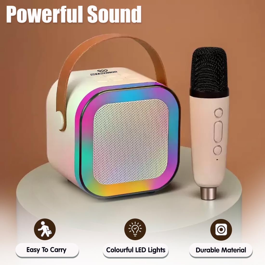Wembley Rechargeable Karaoke Microphone with Speaker, Wireless Portable Bluetooth Singing Mic with LED Lights, Mini Musical Toy & Birthday Gift for Kids, Boys, Girls and Adults