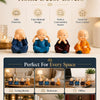 Set of 4 Baby Monk Statues for Home Decor | See No Evil, Hear No Evil, Speak No Evil & Smile Figurines | Resin Buddha Showpiece