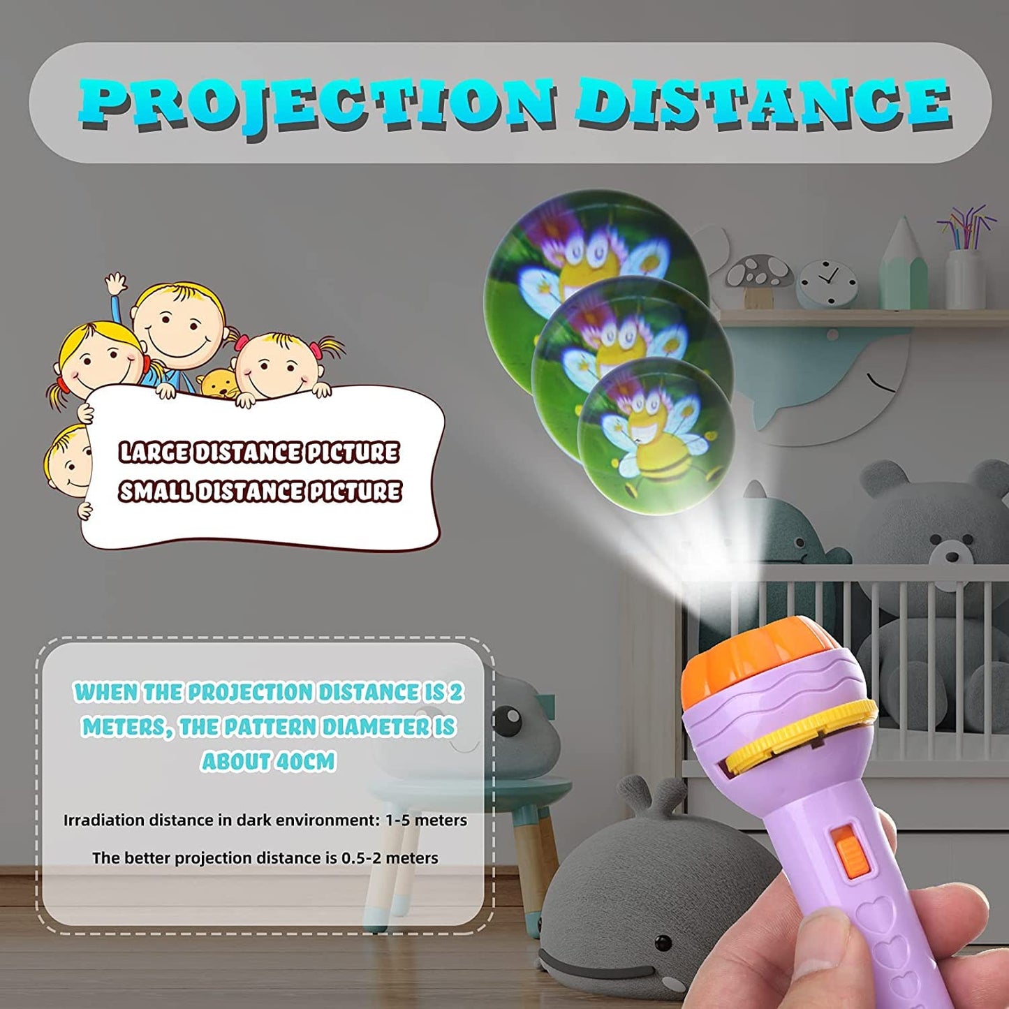 Kids Slide Projector Torch with Interchangeable Picture Slides | Premium ABS Material & Easy-to-Use Design | Versatile Flashlight for Bedtime Stories and Nighttime Fun | Perfect Sleep Companion for Children