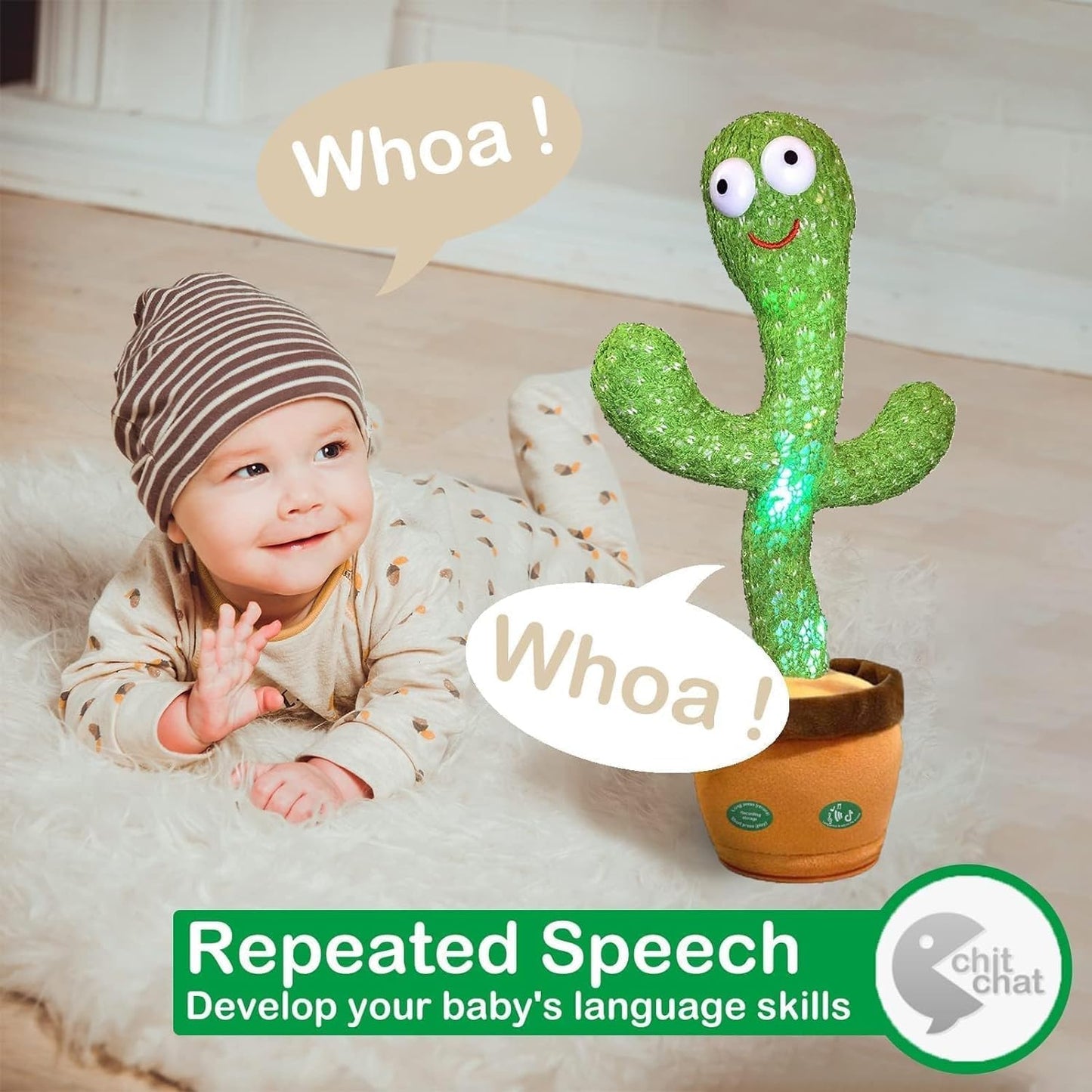 Talking & Dancing Cactus Toy for Kids | Singing, Wriggling, Voice Recording & Repeat-What-You-Say Fun Toy | Interactive Educational Baby Toy for Children, Playtime & Home Décor