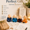 Set of 4 Baby Monk Statues for Home Decor | See No Evil, Hear No Evil, Speak No Evil & Smile Figurines | Resin Buddha Showpiece