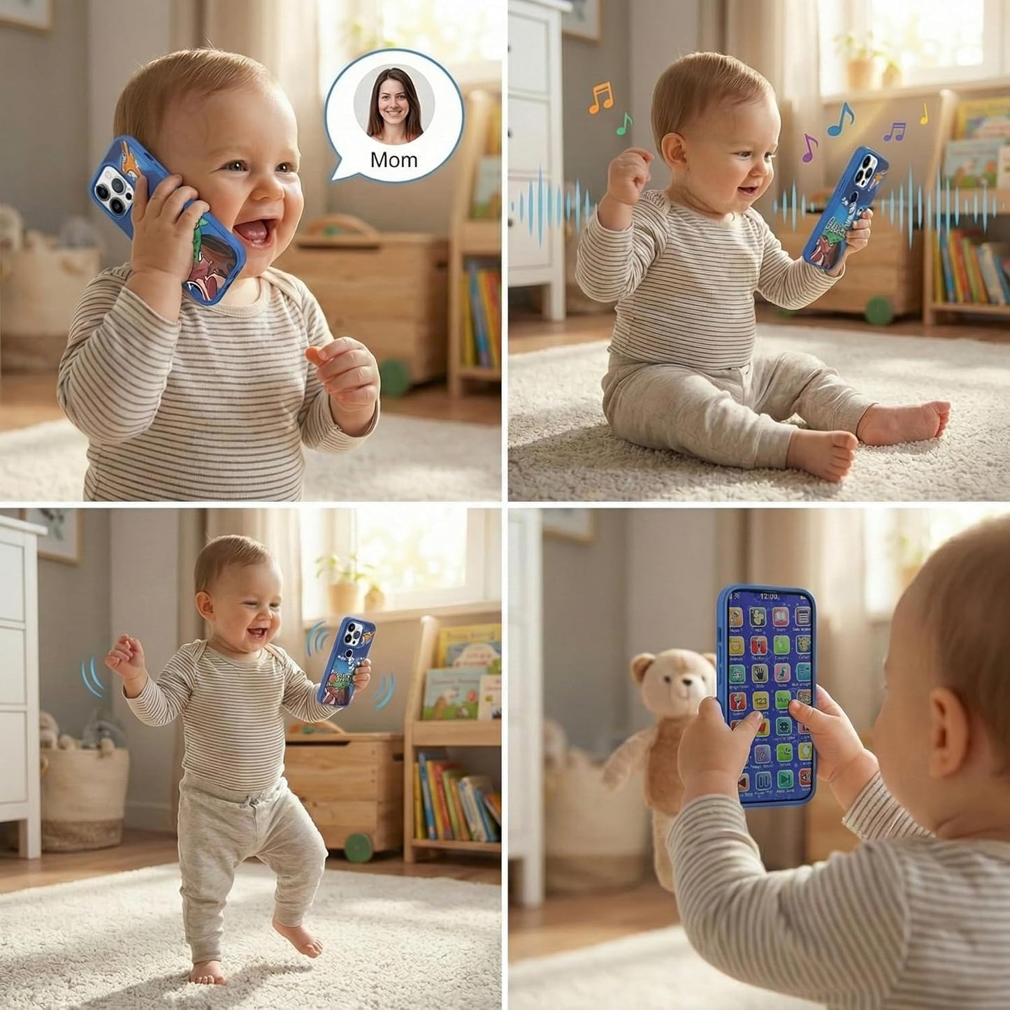 Kids Rechargeable Learning Phone Toy with 24 Educational Modes, Talking Dummy Mobile with Music, Games & Flash Cards, Interactive Mobile Phone Toy for Boys & Girls Ages 2–12