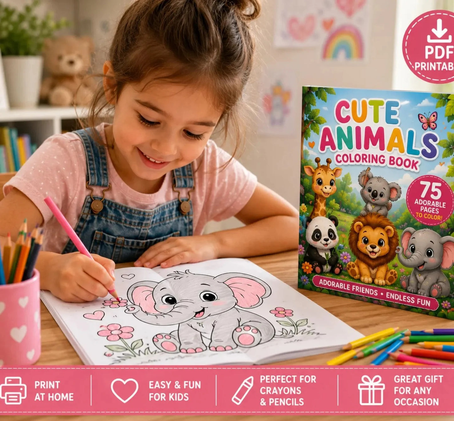 75 Cute Animal Coloring Pages for Kids | Printable Animal Coloring Book PDF
