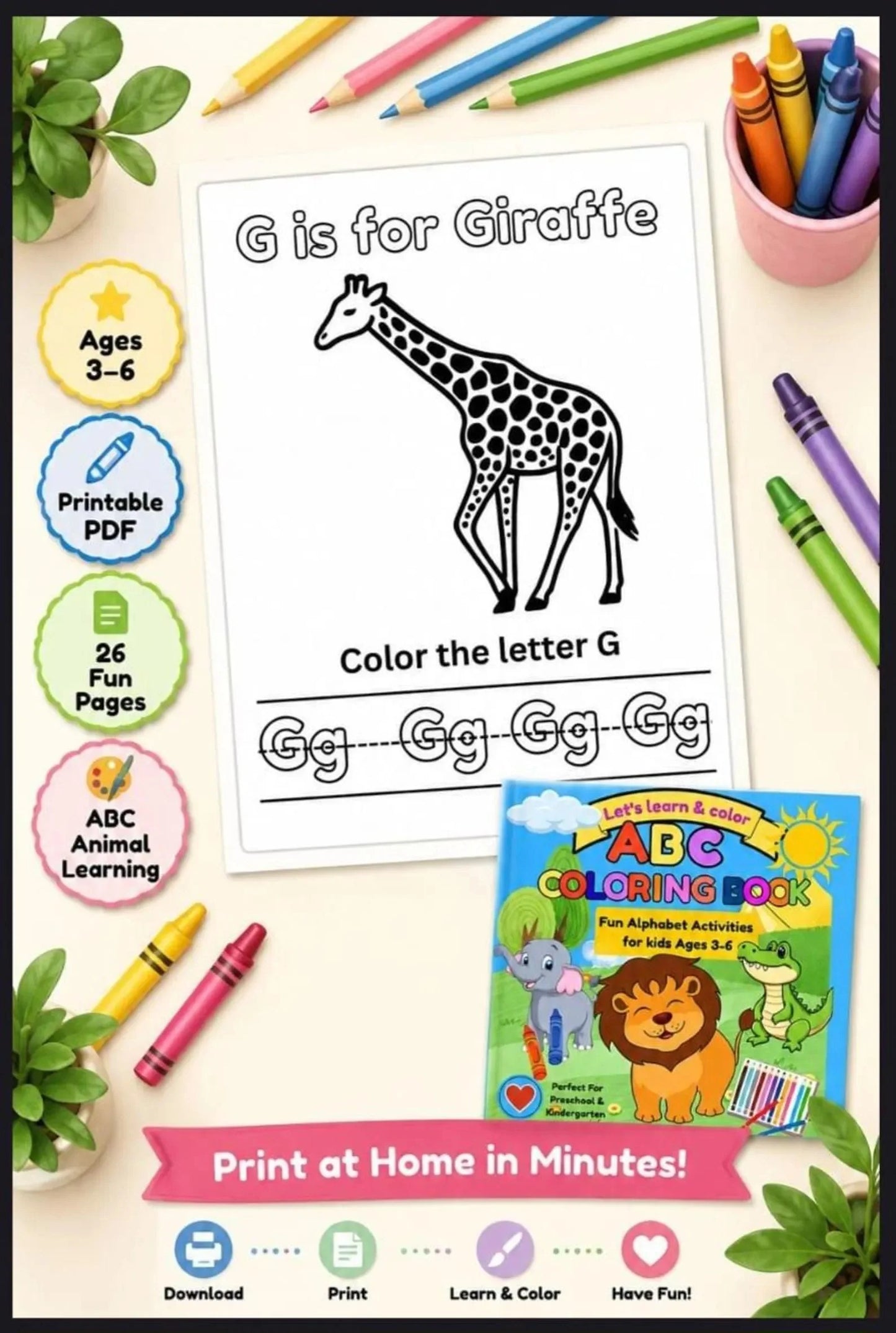 ABC Animal Coloring Book for Kids | A-Z Alphabet Learning & Coloring Activities