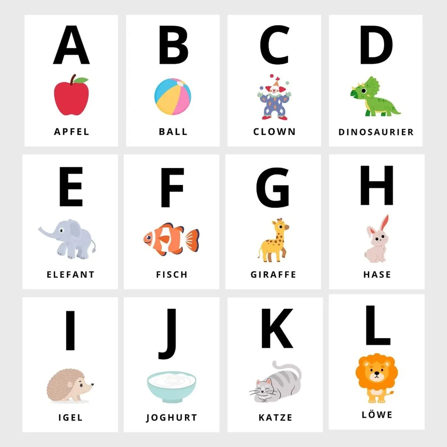 ABC Alphabet Flash Cards Printable PDF | 26 A-Z Learning Cards + 7 Cut-Out Pages for Preschool & Kindergarten