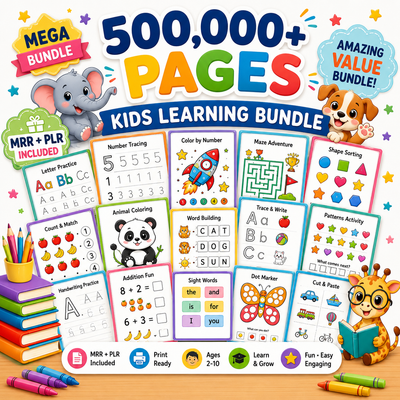 500,000+ Kids Educational Printables Bundle | Printable Worksheets, Coloring Pages, Busy Books