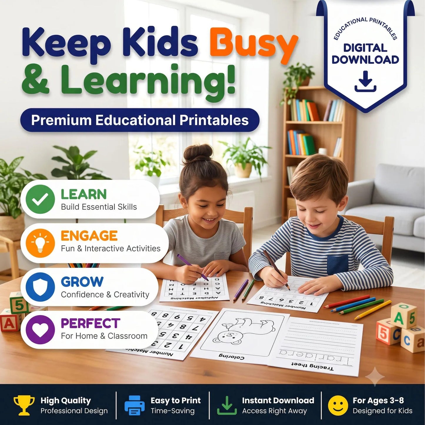 Kids Learning Bundle 500,000+ Printable Worksheets & Activities | PLR + MRR License | Homeschool, Preschool, Busy Book, Coloring Pages