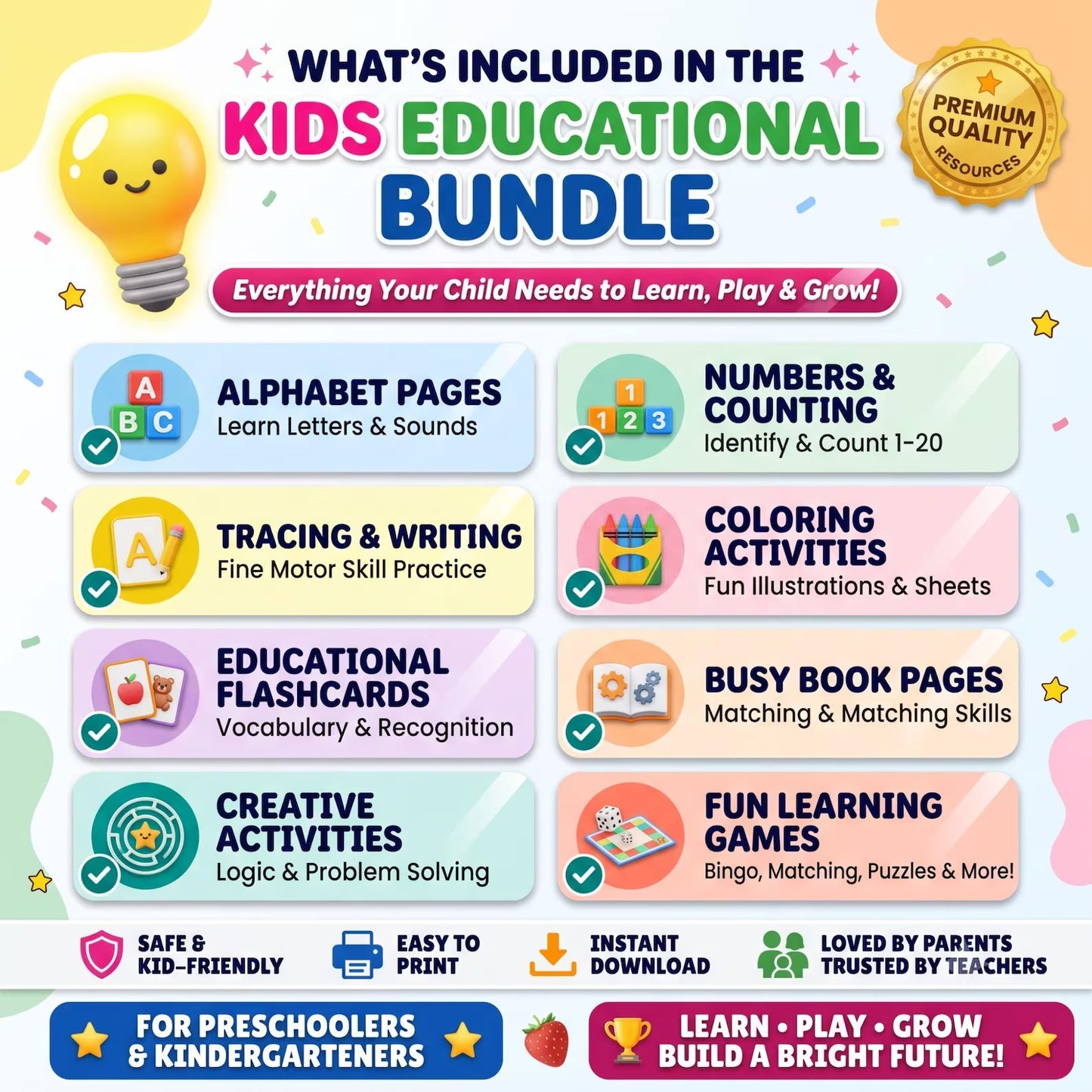 Kids Learning Bundle 500,000+ Printable Worksheets & Activities | PLR + MRR License | Homeschool, Preschool, Busy Book, Coloring Pages