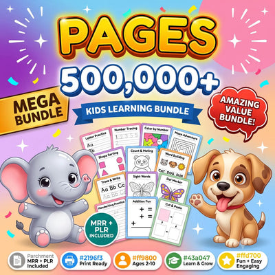 Kids Learning Bundle 500,000+ Printable Worksheets & Activities | PLR + MRR License | Homeschool, Preschool, Busy Book, Coloring Pages