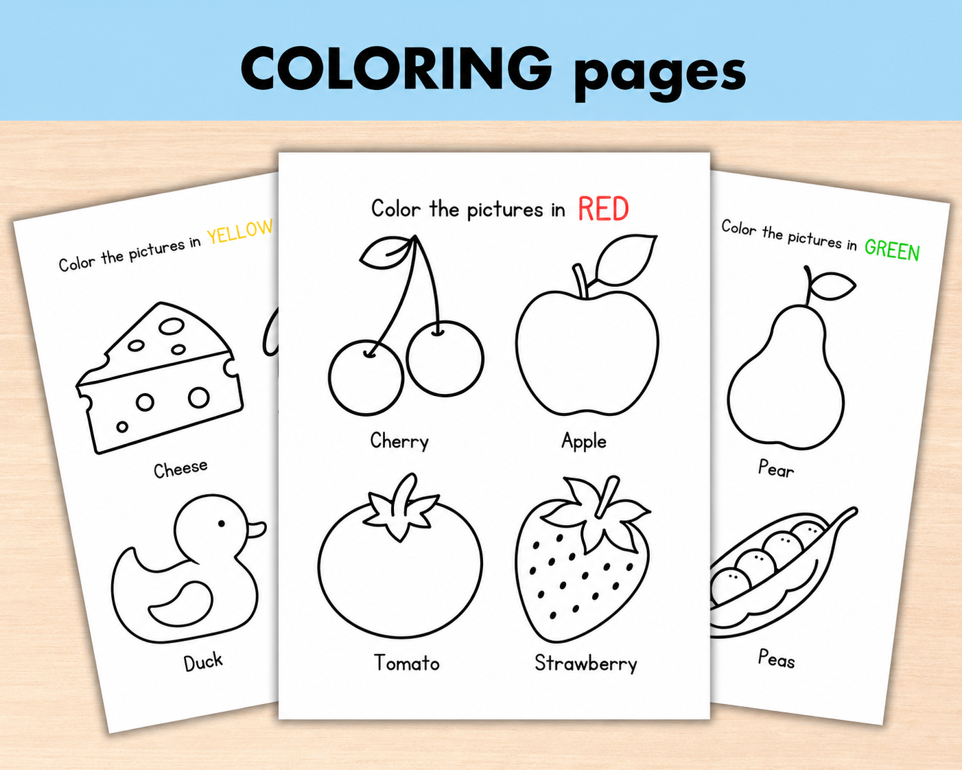 Preschool Color of the Week Worksheets, Printable Color Learning Activities for Toddlers, Educational Preschool Coloring Pages for Kids