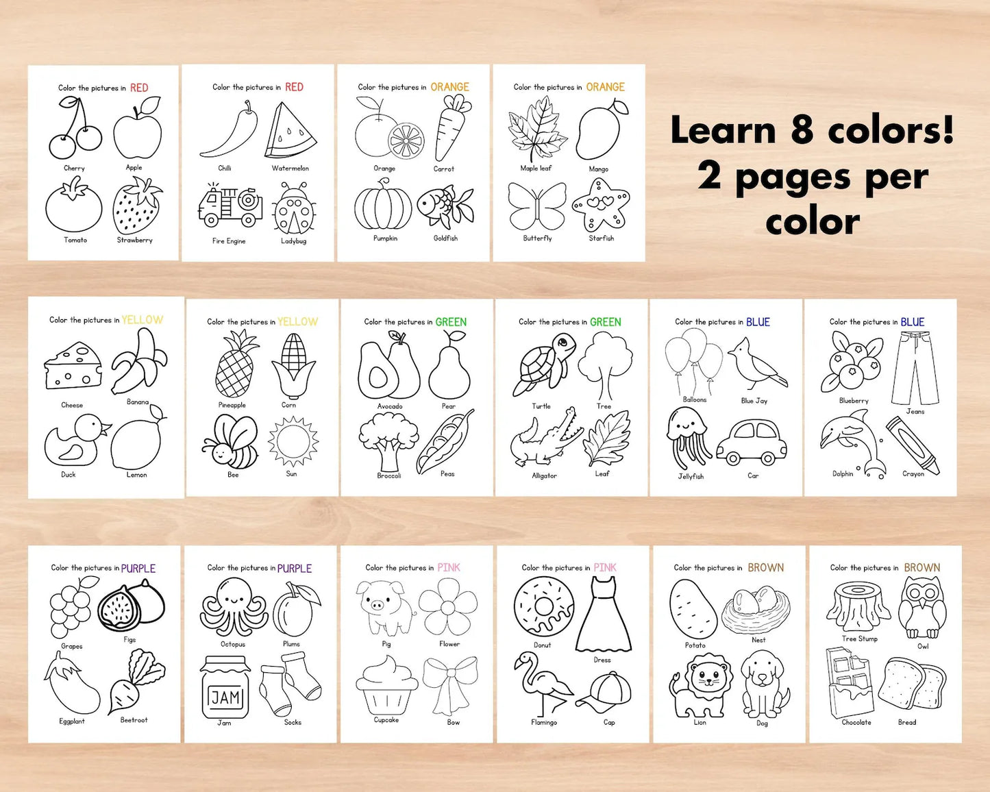 Preschool Color of the Week Worksheets, Printable Color Learning Activities for Toddlers, Educational Preschool Coloring Pages for Kids