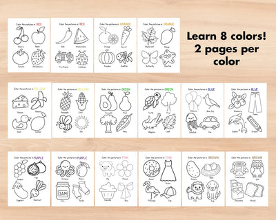 Preschool Color of the Week Worksheets, Printable Color Learning Activities for Toddlers, Educational Preschool Coloring Pages for Kids