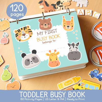 Printable Toddler Busy Book, Montessori Preschool Learning Activities & Kids Quiet Binder
